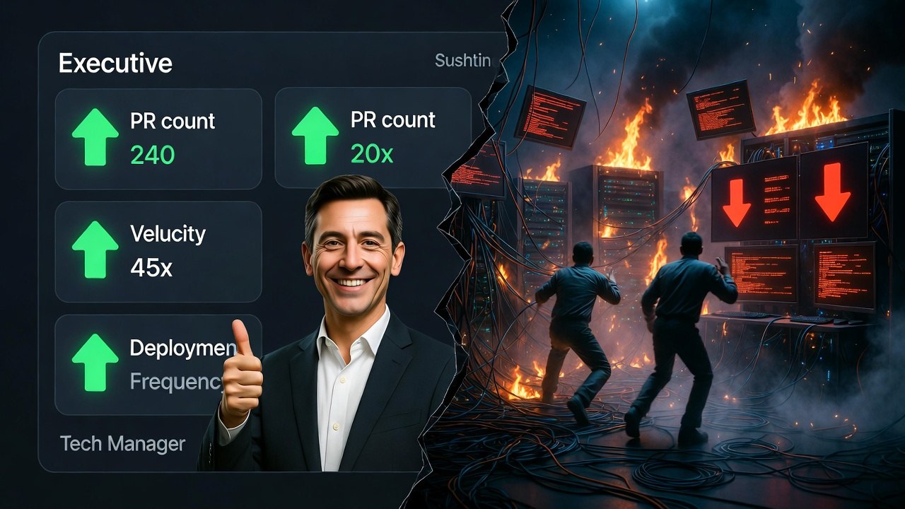 Dashboard vs Reality — metrics look great while the system burns